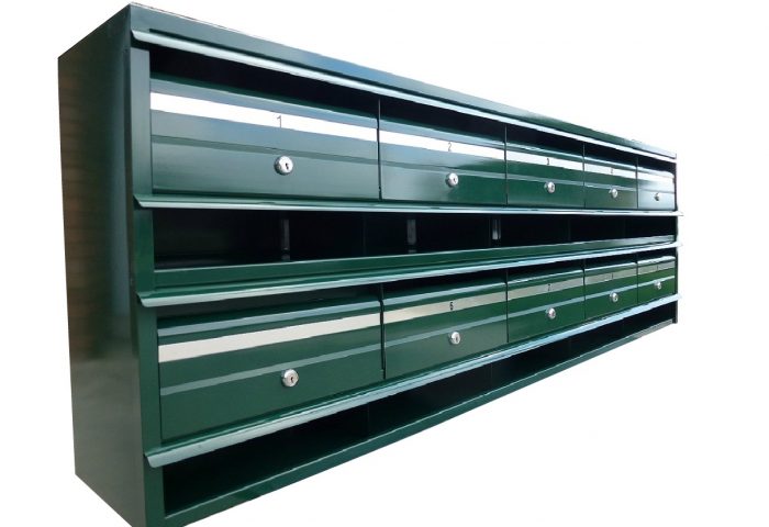 Green bank with magazine shelf